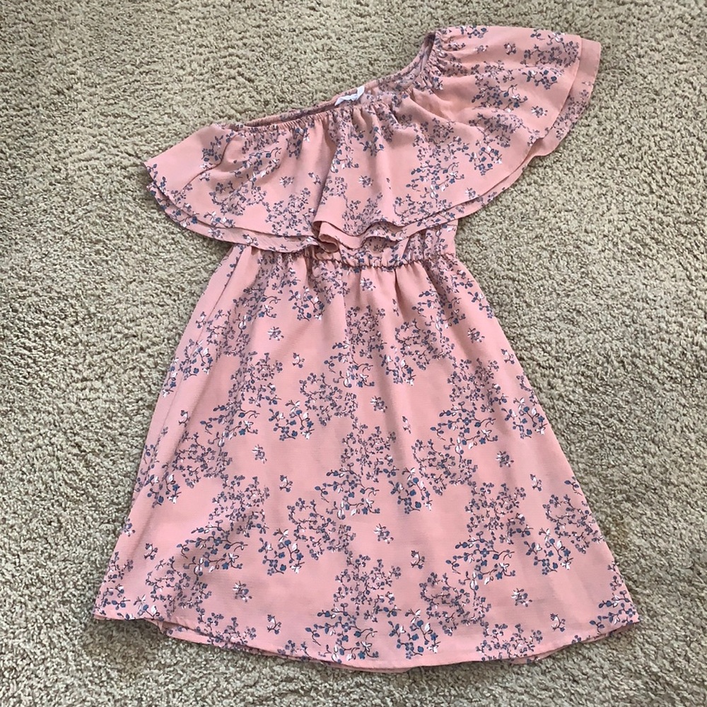 Lush Pink Floral One Shoulder Dress Size XS
